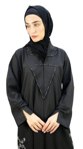 Elegant Coat Style With Beads Abaya