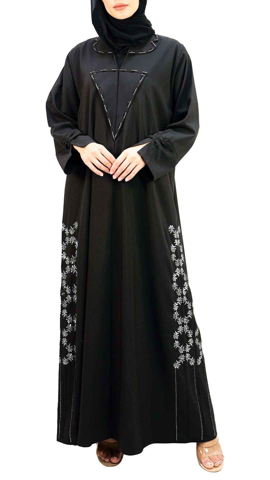 Elegant Coat Style With Beads Abaya