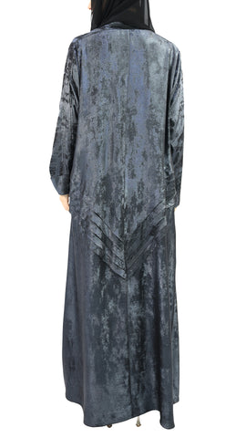 Elegant Kimono Self Textured Open with Inner Dress Abaya