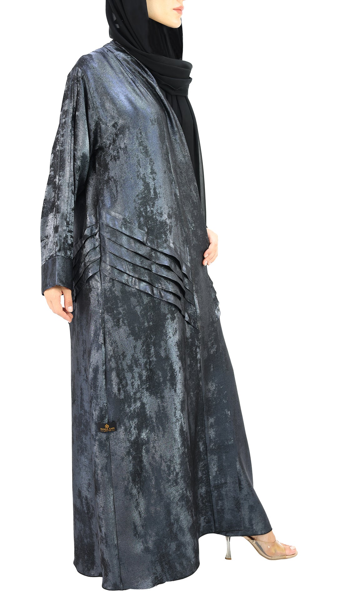 Elegant Kimono Self Textured Open with Inner Dress Abaya