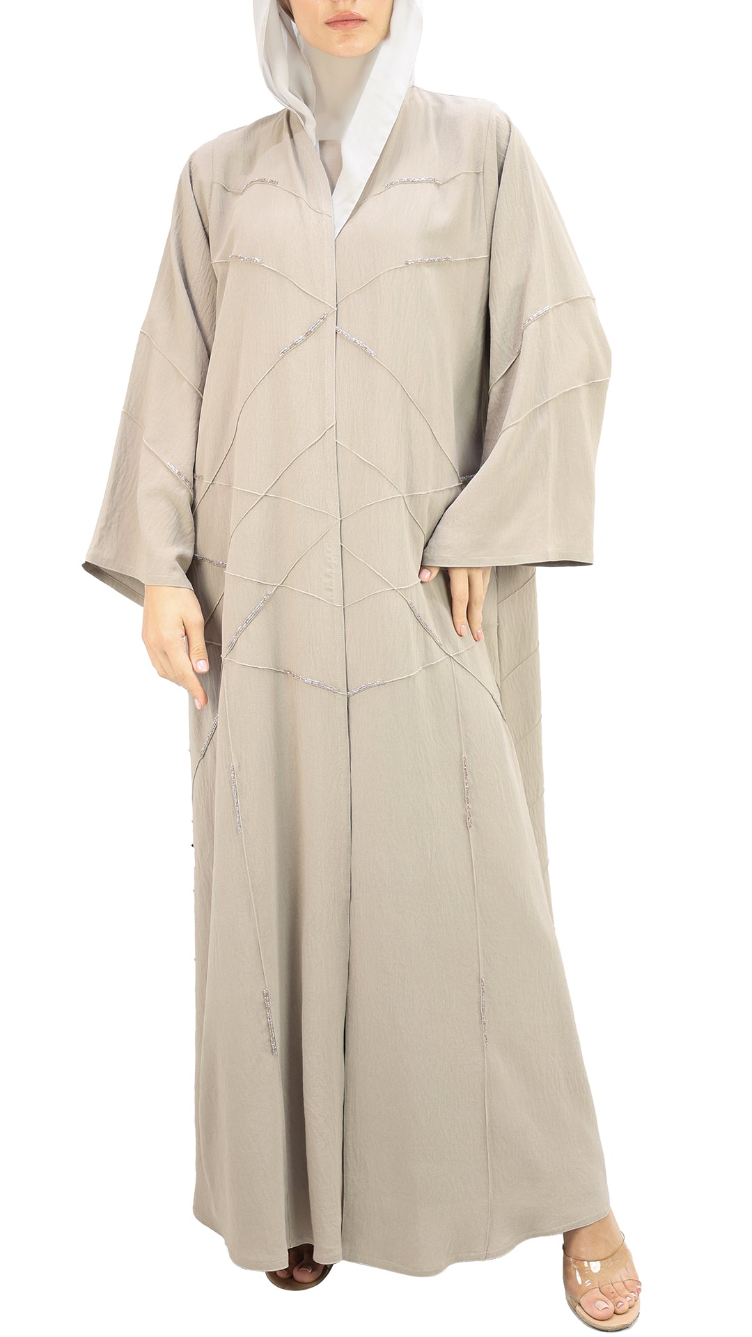 Premium Crepe Front Open Abaya with beads