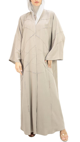 Premium Crepe Front Open Abaya with beads