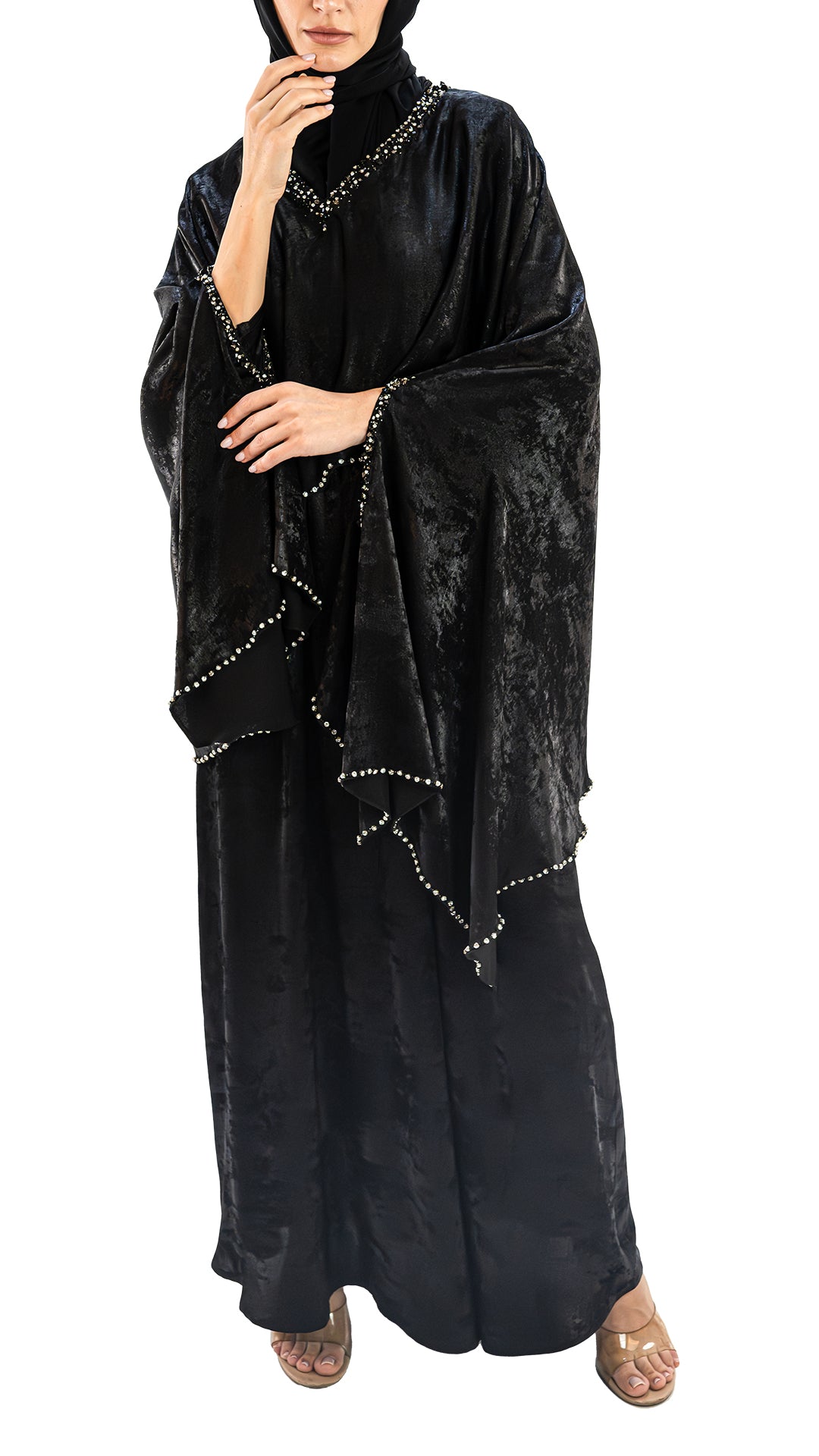 Premium Korean light weight crepe cape front closed abaya