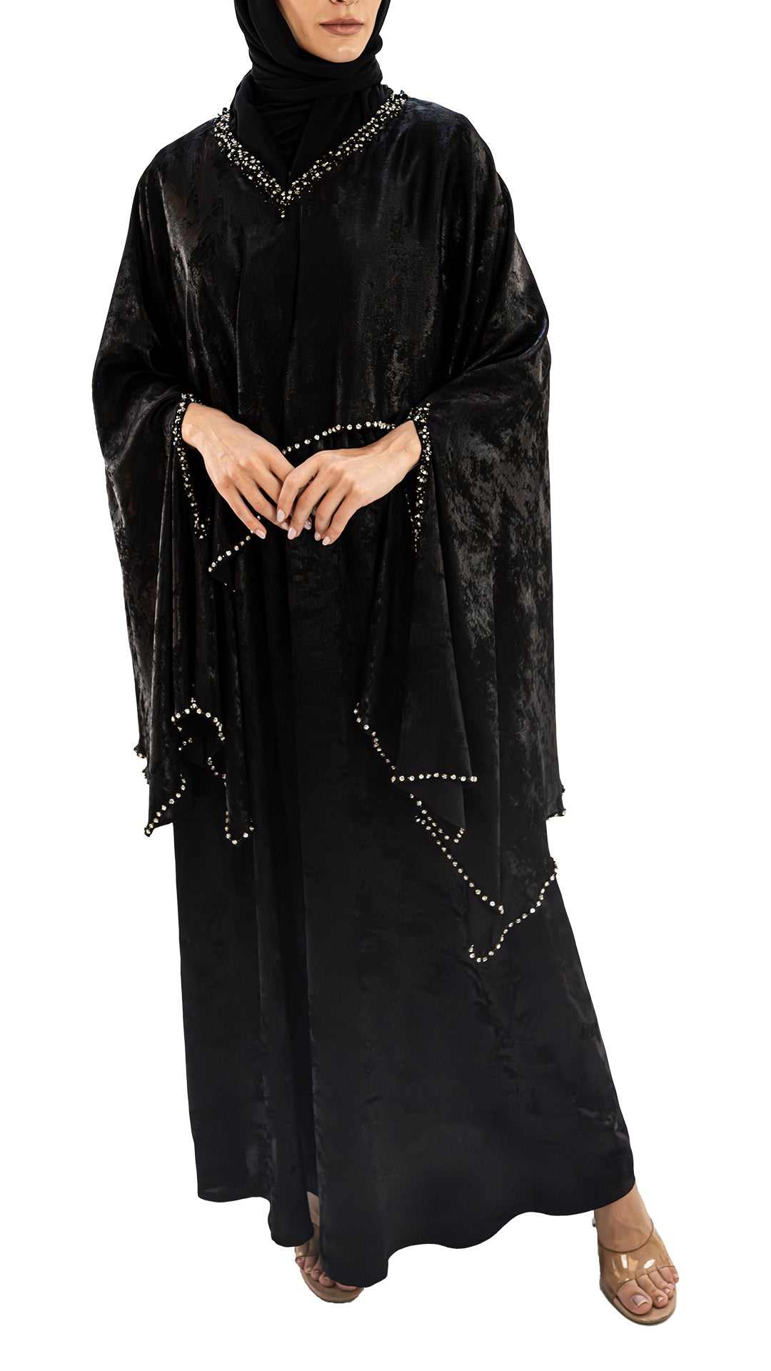 Premium Korean light weight crepe cape front closed abaya