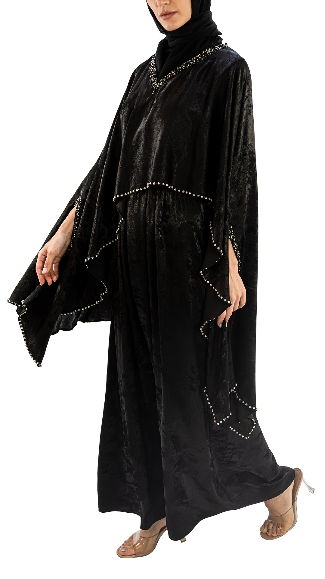 Premium Korean light weight crepe cape front closed abaya