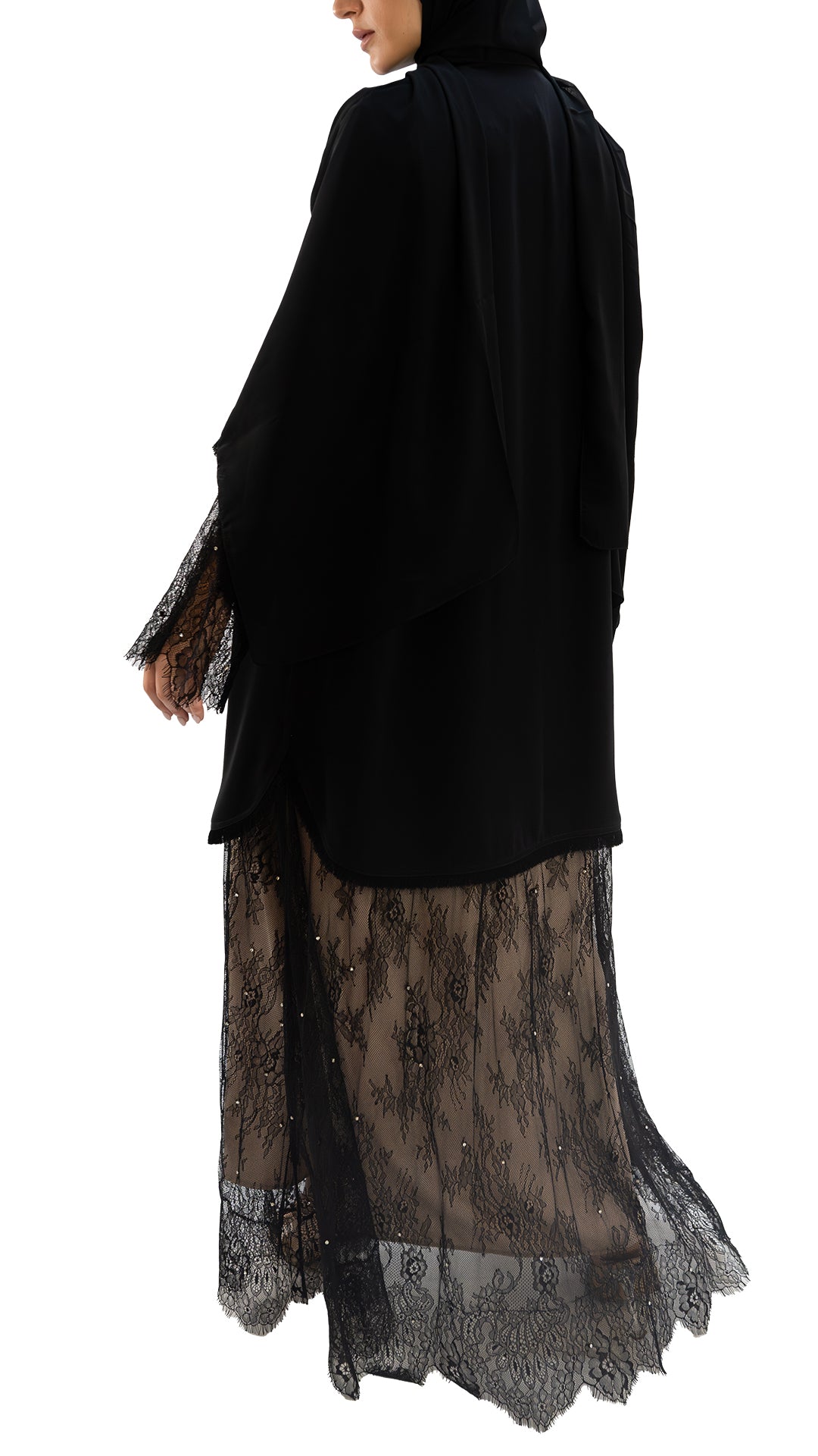 Premium Italian crepe with soft net reversible front open abaya