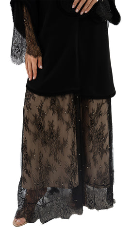 Premium Italian crepe with soft net reversible front open abaya