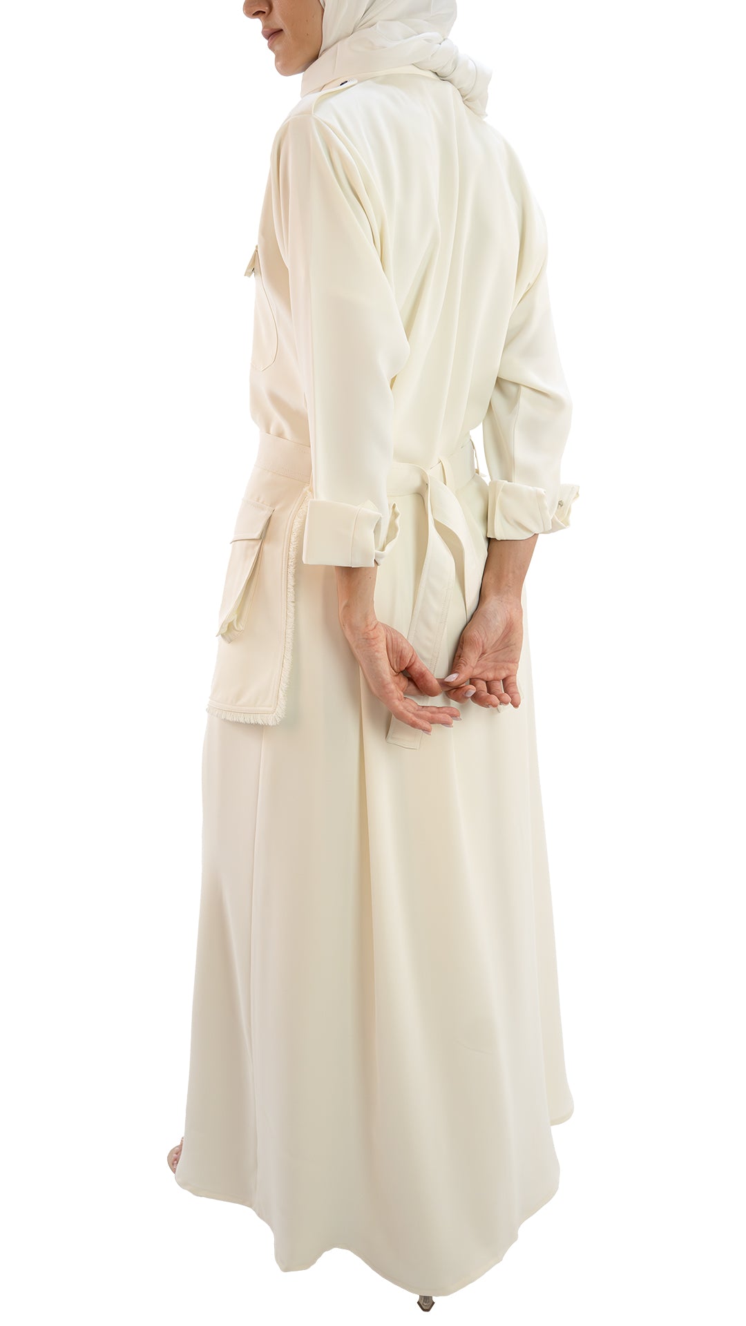 Premium italian crepe coat abaya with detachable belt and pockets