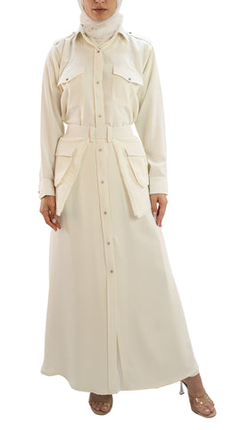 Premium italian crepe coat abaya with detachable belt and pockets