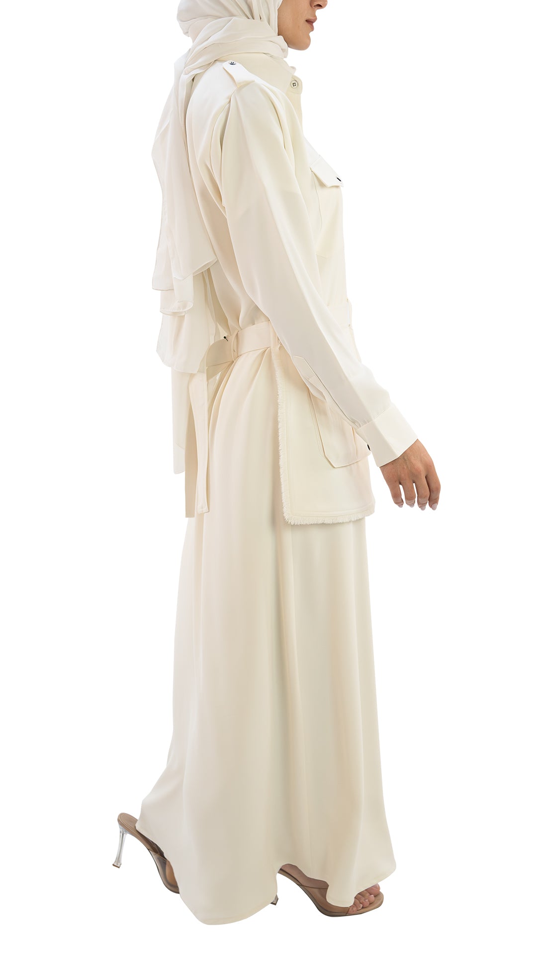 Premium italian crepe coat abaya with detachable belt and pockets