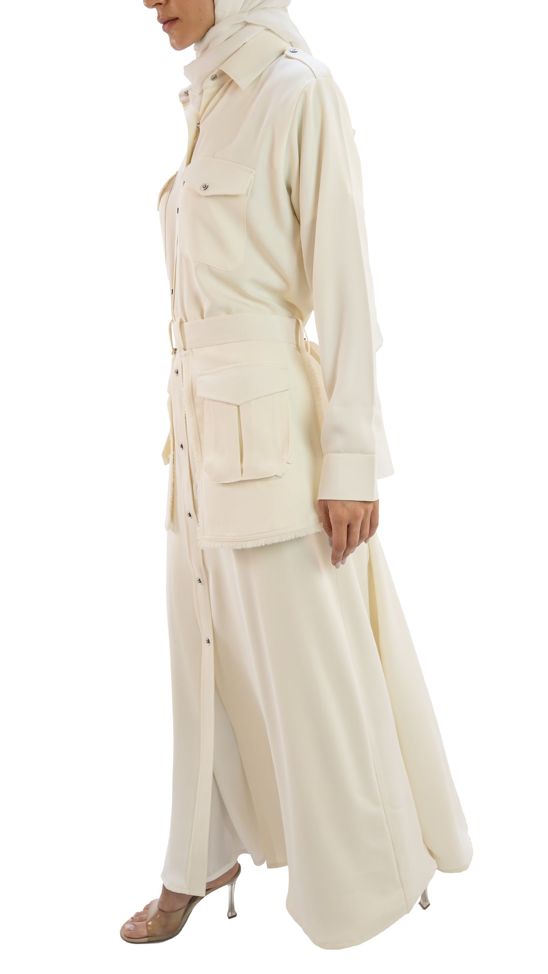 Premium italian crepe coat abaya with detachable belt and pockets