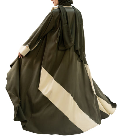 Luxurios sustainable fabric front open abaya with co ord set